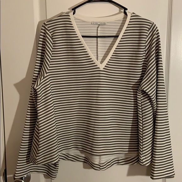 Zara Tops - ZARA striped V neck semi cropped top size M